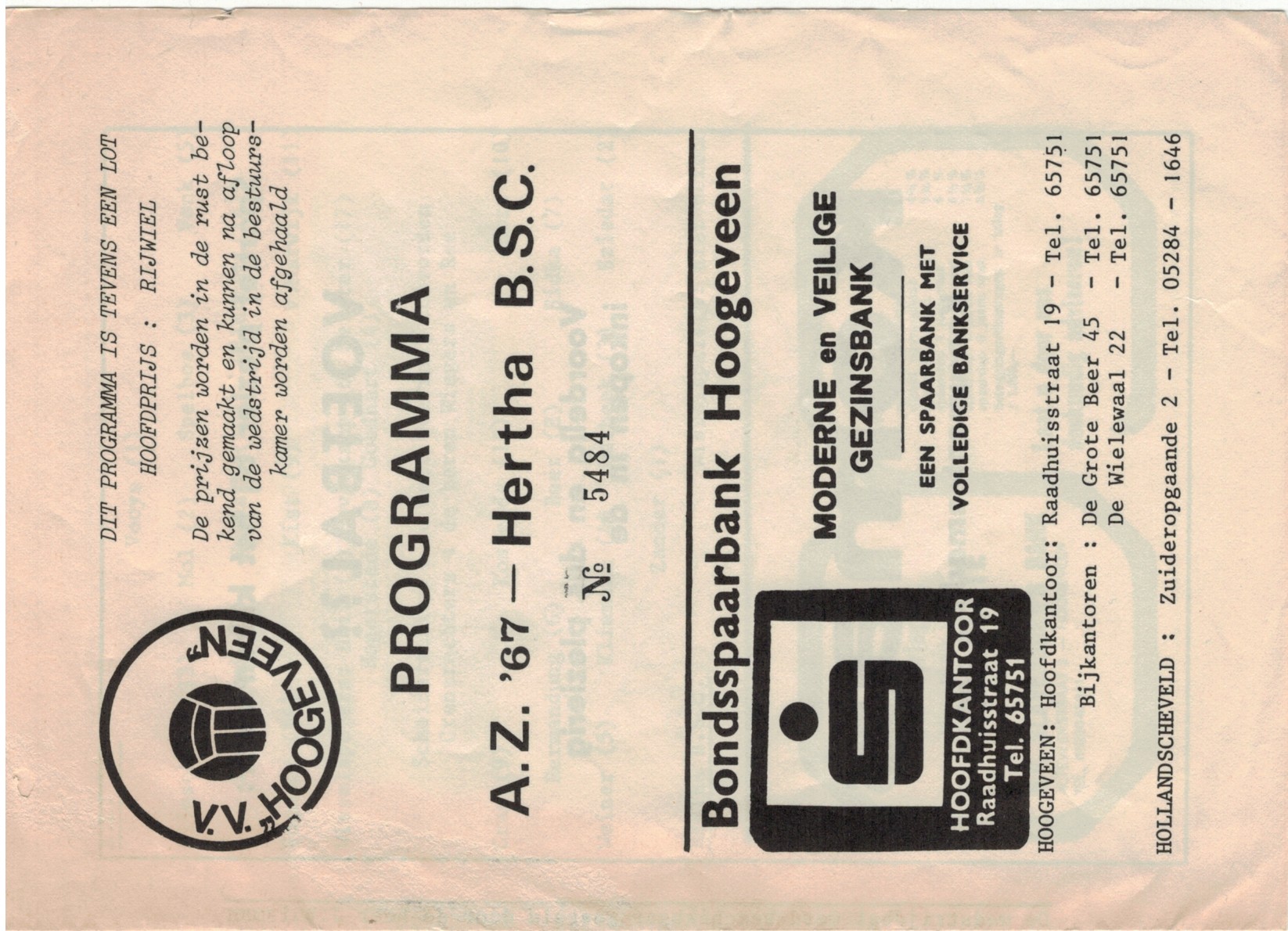 AZ Programma 22-jul-1975 Hertha BSC